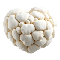 Heart-shaped texture in white, with a realistic and soft appearance. png
