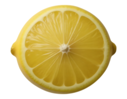 A perfectly sliced lemon, a vibrant and refreshing citrus fruit. png