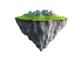 Floating island concept with grass and mountains for design png