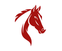 Stylized red horse head design for creative projects png