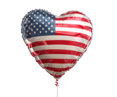 A heart-shaped balloon featuring the design of the American flag png