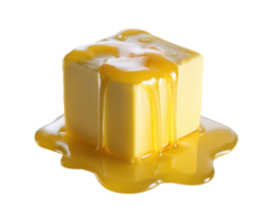 Melted butter dripping from a block on a clean surface png