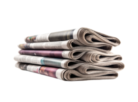 Newspaper stack on table ready for reading and information sharing png