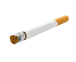 Cigarette resting on a flat surface with ash details png