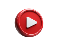 Red play button icon for digital media content and online streaming png