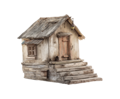 Wooden cottage with rustic charm and unique character design for decor png