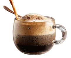 Rich and creamy coffee with frothy milk layer for morning energy png