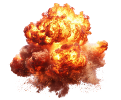 Explosive fiery cloud with smoke and debris in dramatic action png