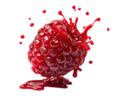 Vibrant raspberry splash with juicy droplets for culinary creativity png