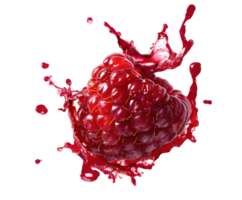 Fresh raspberry splashing in vibrant juice png