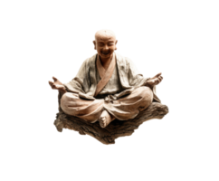 Joyful statue of a meditating monk symbolizing peace and serenity png