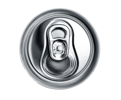 Top view of a metallic soda can lid for design purposes png