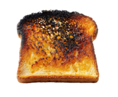 Burnt bread slice with crispy edges and rich texture for culinary use png