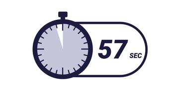 Animation of a timer with a stopwatch showing 60 seconds to zero video