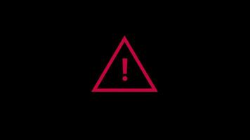 Red Triangle Warning Sign Alert Exclamation Mark Caution Animation. 4k alpha channel video
