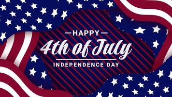 Animation of USA Happy 4th of July greeting, happy independence day, lettering text with USA flag background video