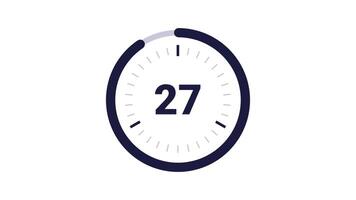 30 second countdown timer with a clock displaying the number fom 30 to 0 video