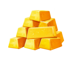 Pile of gold bars symbolizing wealth and prosperity for finance design png