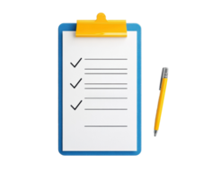Checklist with pen for tasks and organization in office setting png