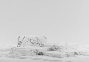 Marble podium display with clean white background for product showcase. photo