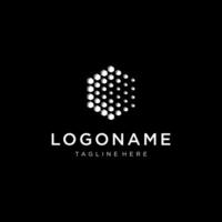 abstract hexagon and stone logo concept vector