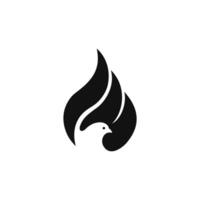 dove bird and flame logo combination icon vector