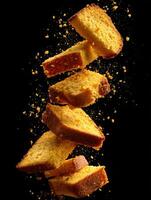 Golden Southern Cornbread Pieces Tumbling Down photo
