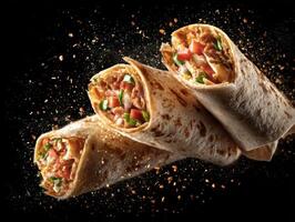 Burrito Components In A Dynamic Downward Motion photo