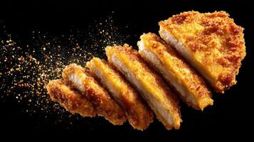 Golden And Crispy Falling Pieces Of Wiener Schnitzel photo