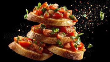 The Individual Elements Of Fresh Bruschetta photo