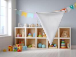 A Fun Pennant Mockup for a Childs Room photo