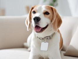 Contemporary Pet ID Tag Template on a Joyful Dog photo