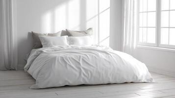 Bedding Template in a Sunlit Scandinavian Room photo