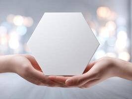 A Hexagon Canvas Template Held in a Hand photo