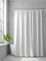 A Contemporary And Simple Shower Curtain Template photo