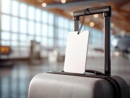 Contemporary Luggage Tag Template on a Suitcase photo