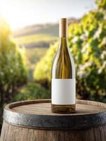 A Country Style Wine Bottle Mockup From A Vineyard photo