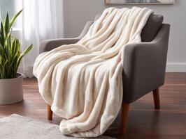 A Warm Fleece Blanket Template In A Cozy Scene photo