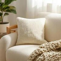 Comfortable Boucle Couch Pillow Template photo