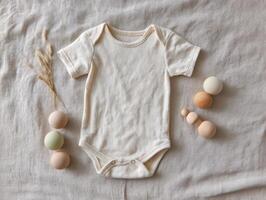 Cute Flat Lay Baby Bodysuit Template photo