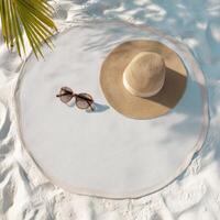 A Top Down Mockup Of A Round Beach Towel photo