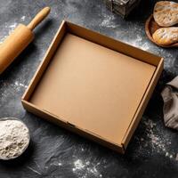 Artisan Pizza Box Template Top Down View photo