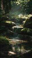 A Cascade Near A Secret Lake In A Peaceful Wood photo