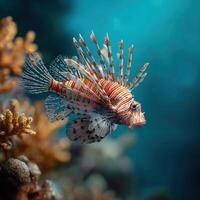 A Colorful Lionfish That Is Unique To The Coral Reef photo
