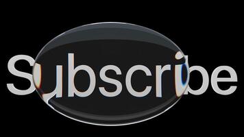 subscribe text highlighted by a liquid glass sphere video