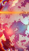 Abstract digital planet with pixelated continents and glowing energy beam cutting across space video