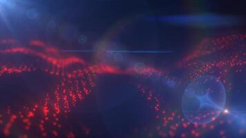 Abstract red digital wave particles with lens flare, futuristic tech concept video