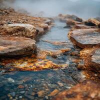 A Hot Spring In The Mountains With Bright And Lively Hues photo