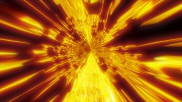 Fiery yellow and orange tunnel with intense light streaks radiating from the center, evoking explosive motion video
