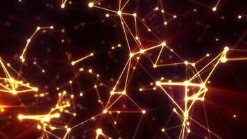 Bright orange digital network with glowing connections radiating across a dark red backdrop, symbolizing energy and connectivity video